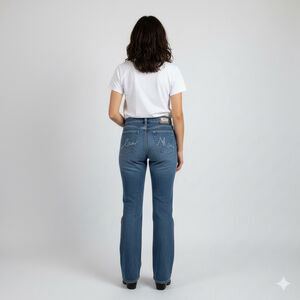 Lawman Western Vintage Slim Fit Boot Cut Jeans Size 9 Blue Gems Cowgirl